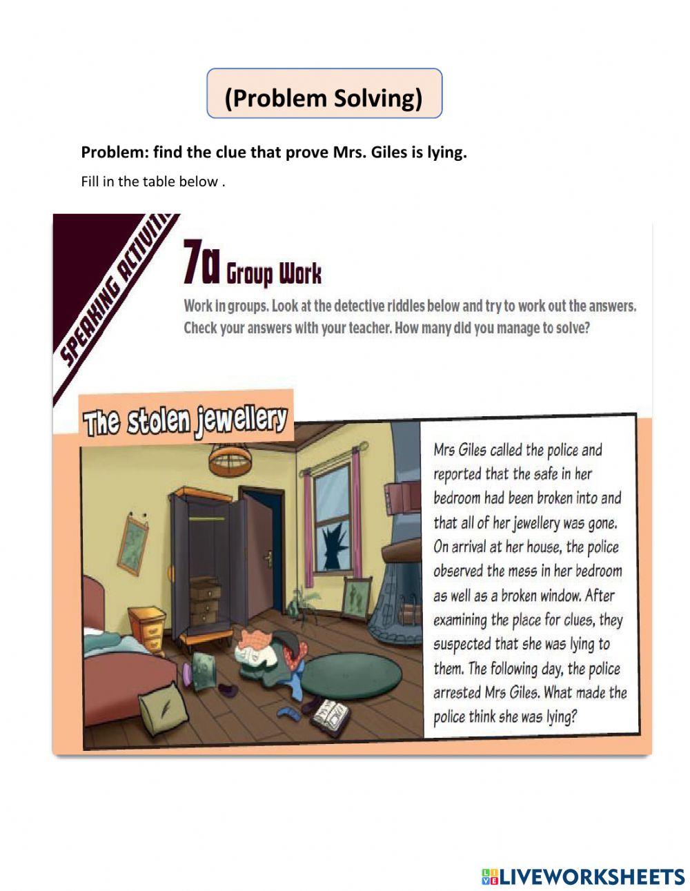 Problem solving practice online exercise for live worksheets