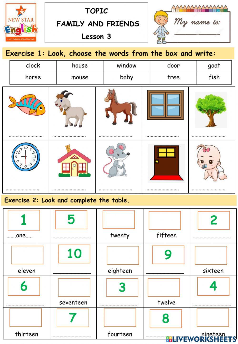 Starters- Family and friends- lesson 3