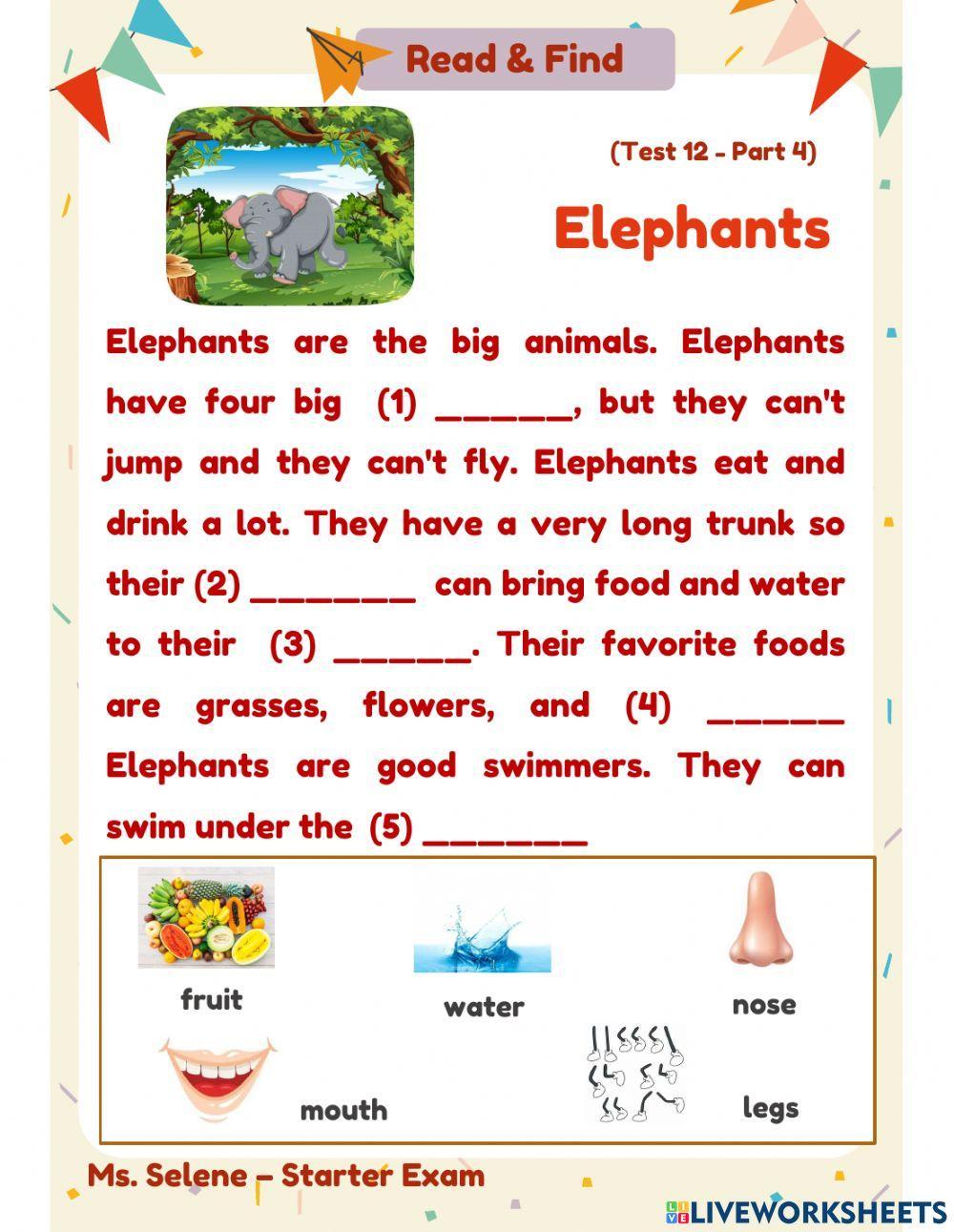 Starters Exam Test 12 Reading & Writing Part 4 worksheet Live
