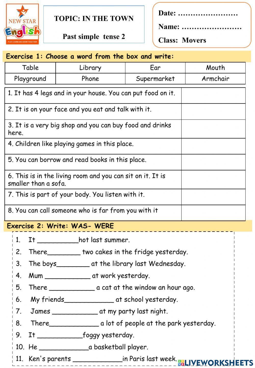 Movers- Past simple tense 2
