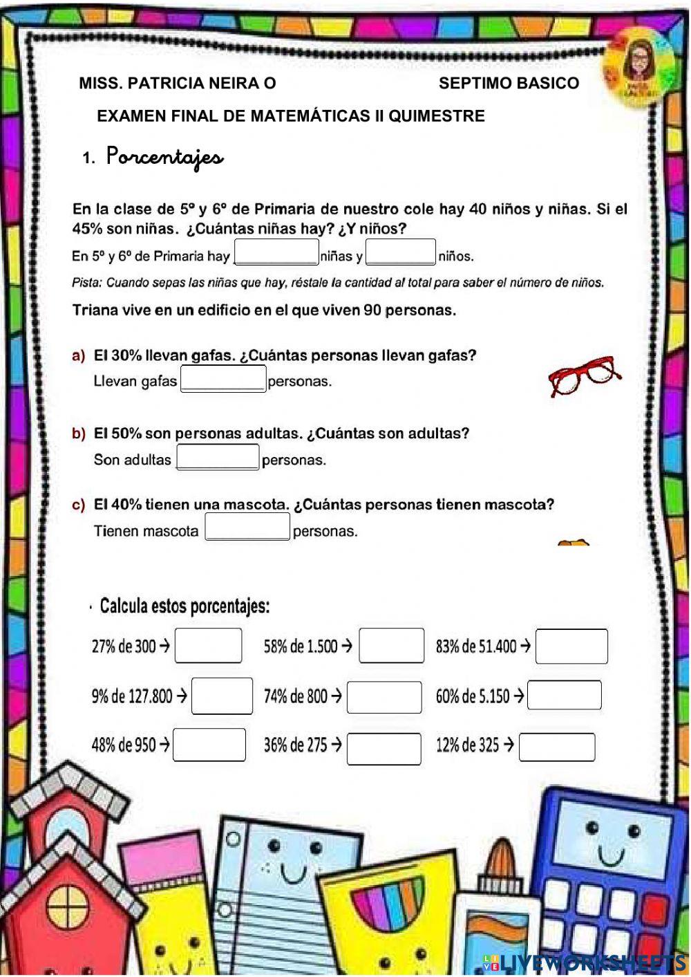 Examen final de matematicas