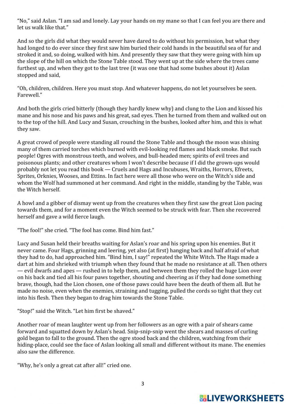 The Lion The Witch and the Wardrobe Chapter 14