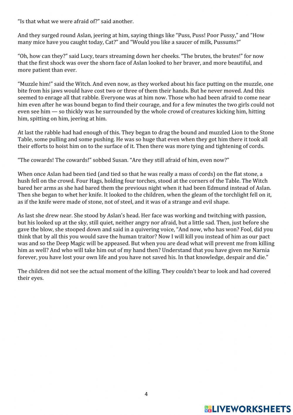 The Lion The Witch and the Wardrobe Chapter 14