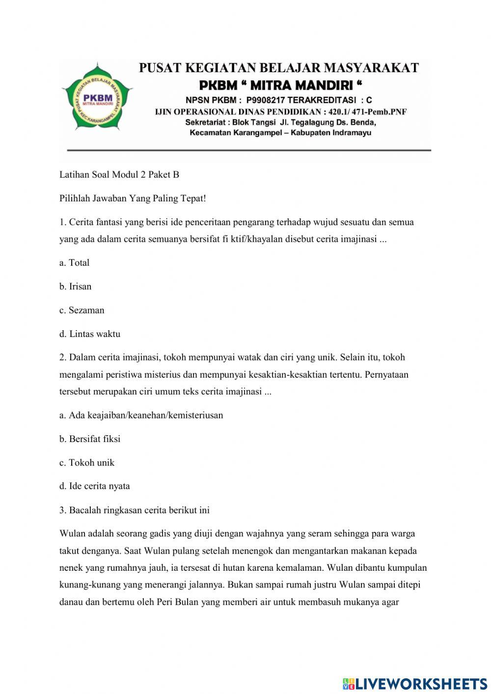 Latihan Soal Modul 2 Paket B