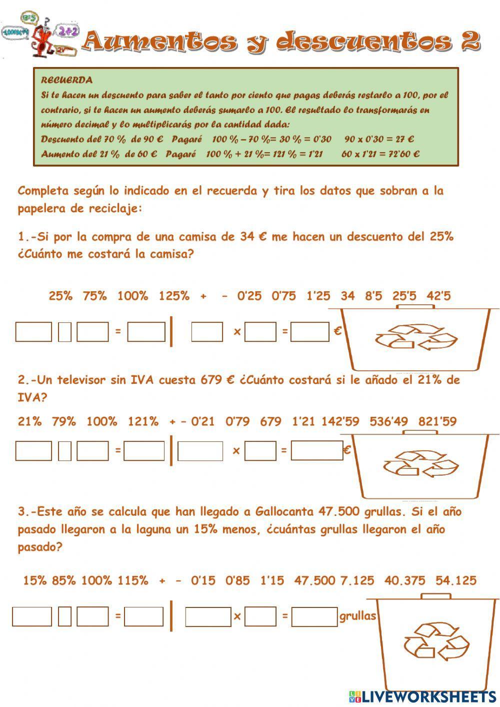 Aumentos y descuentos 2