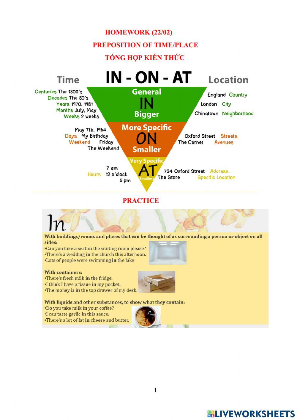 Preposition of time, place