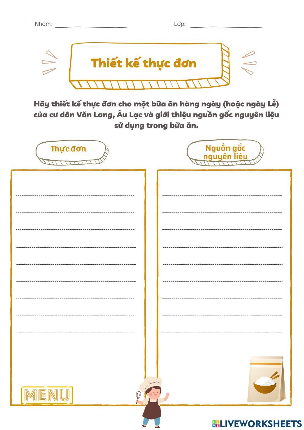 Lịch sử 6- phiếu BT Văn Lang Âu Lạc