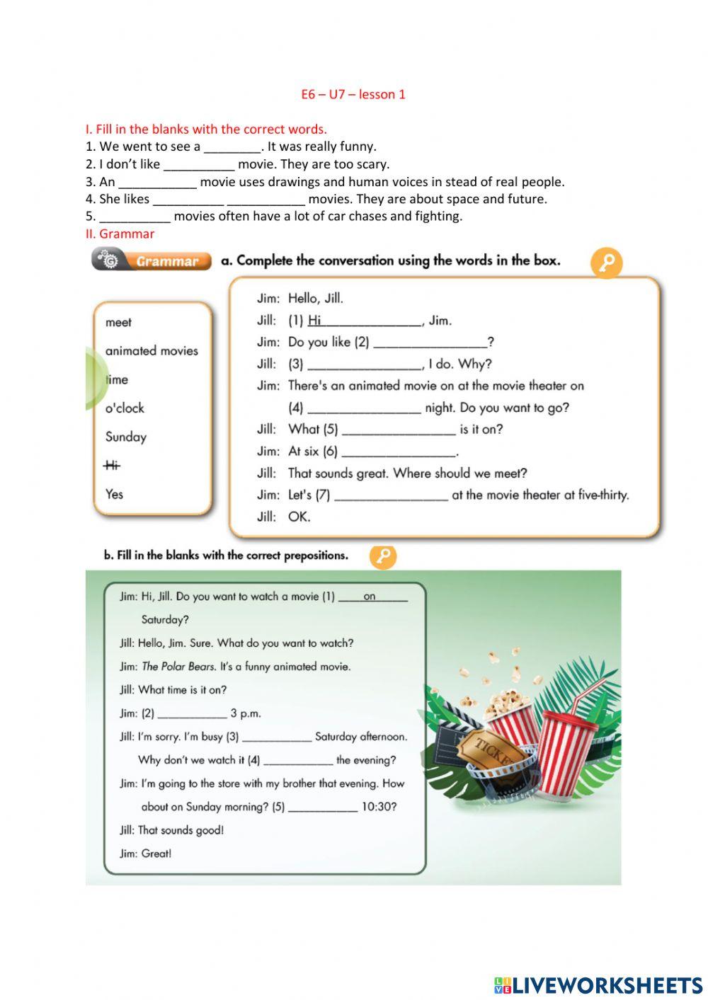 E6 - films and prepositions of time