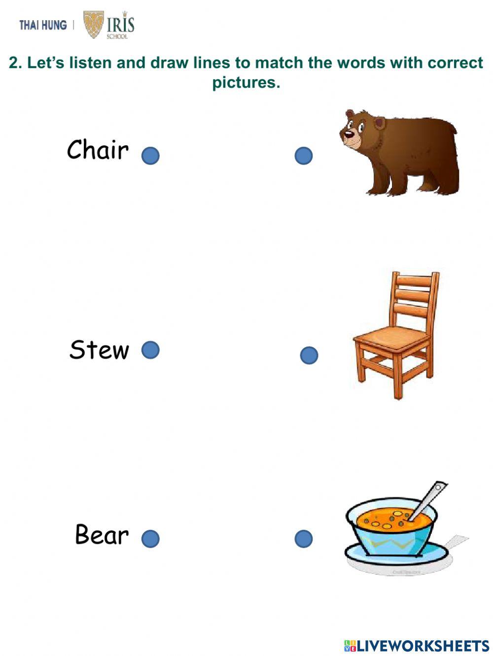 Rainbow-Worksheet about Goldilocks and The Three Bears