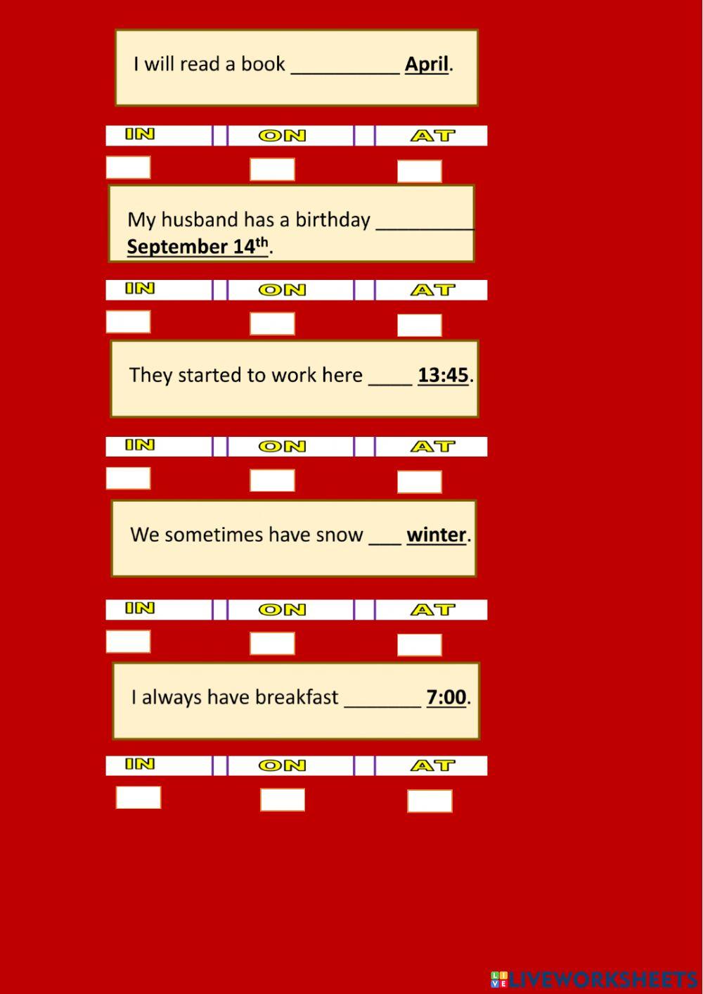 Prepositions of time