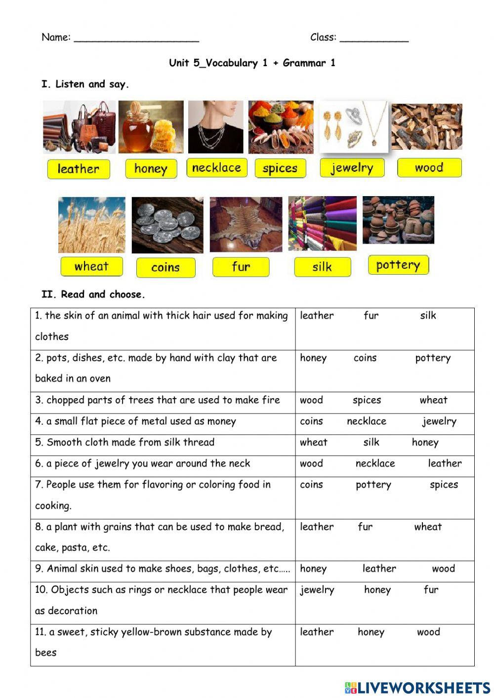 Gs4 unit5 vob gram1 online exercise for live worksheets