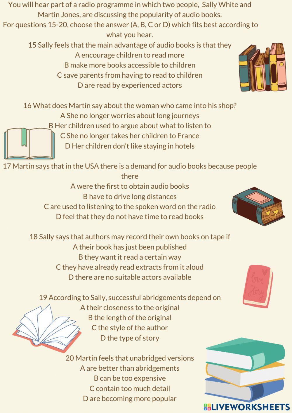 Cae listening part 3 live worksheets
