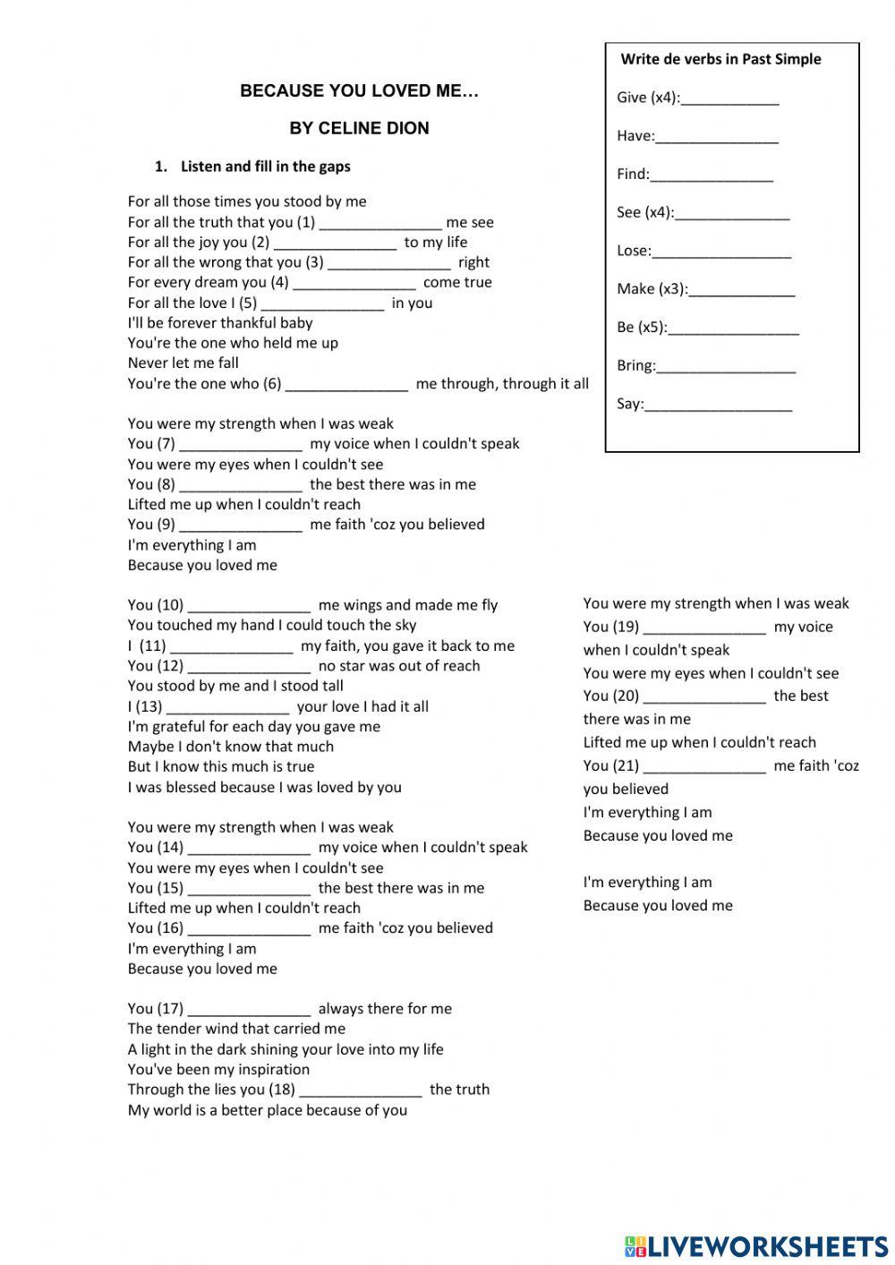 Because you loved me