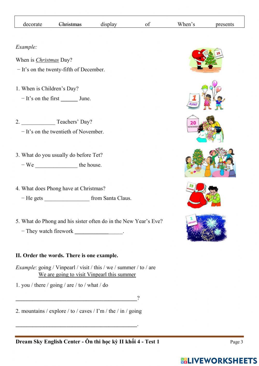 Khối 4 - Kỳ 2 - Test 1