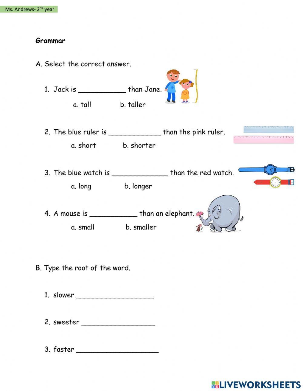 Term 2- Weekly Test- Language Arts 6 worksheet | Live Worksheets