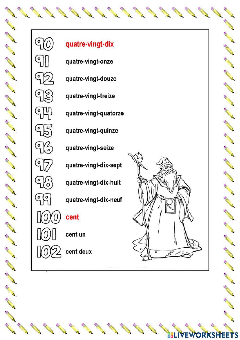 Nombres jusqu'à 100