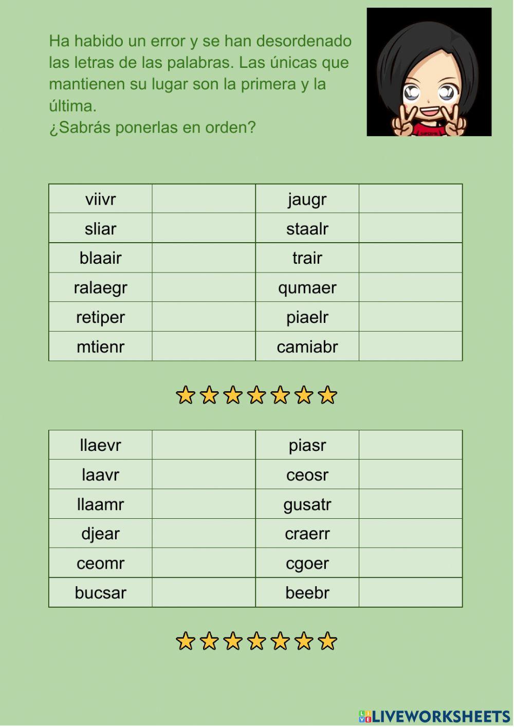 Palabras desordenadas 01