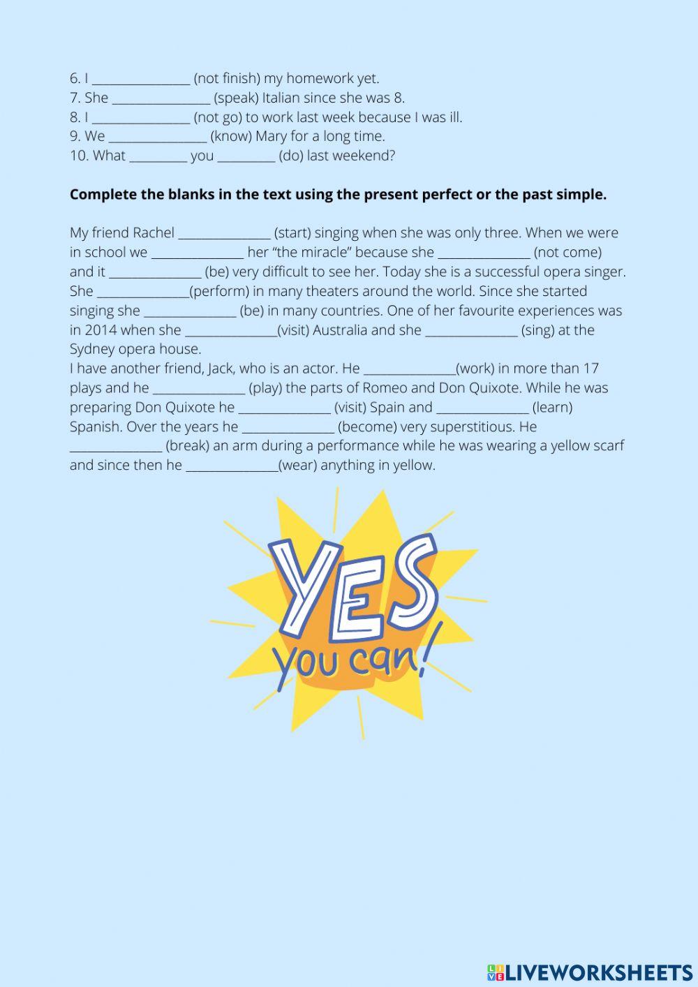 present perfect and past simple practice