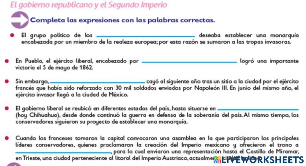 El gobierno republicano y el segundo imperio