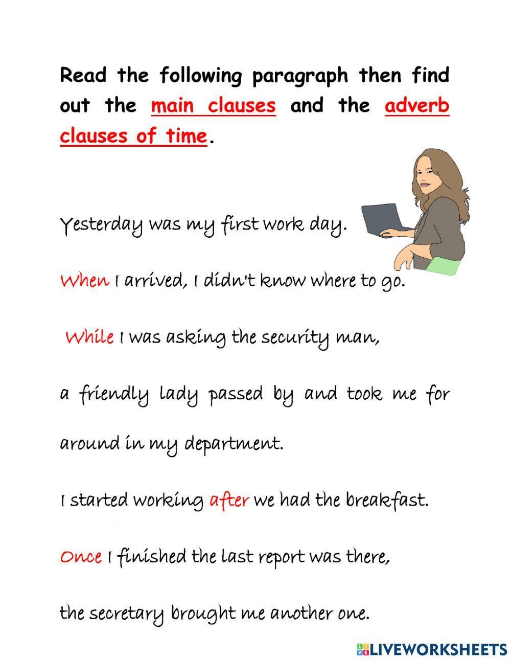 Adverb clauses of time