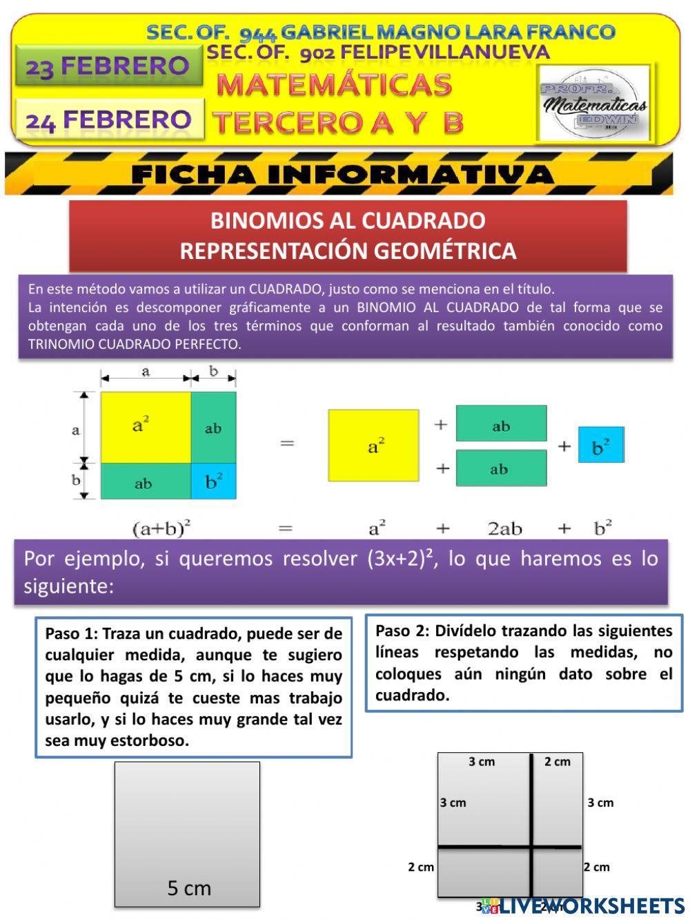 Binomios al Cuadrado Representación Gráfica