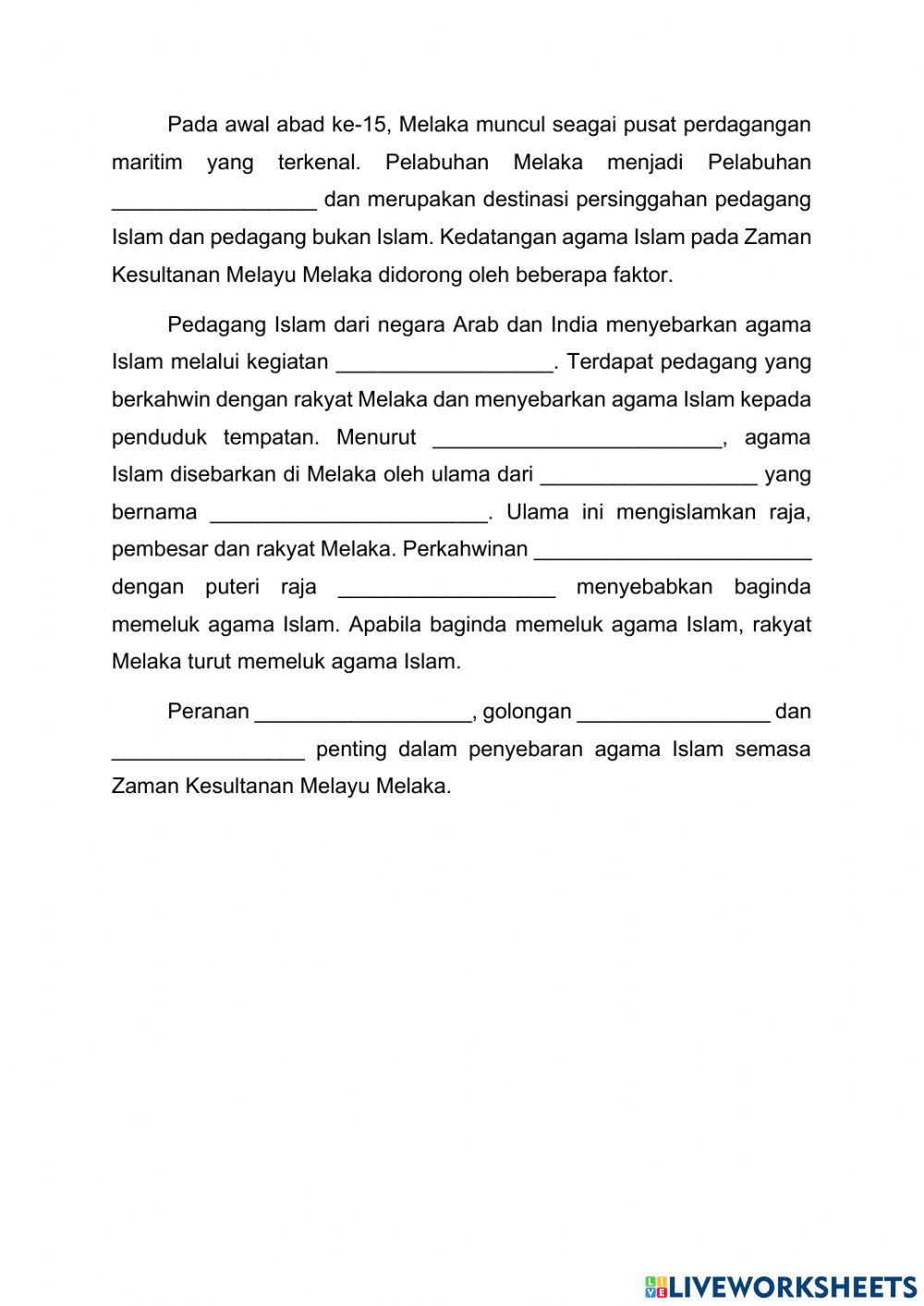 Faktor Kedatangan Islam Zaman Kesultanan Melayu Melaka