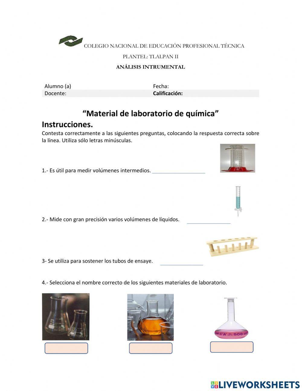 Material de laboratorio de química.
