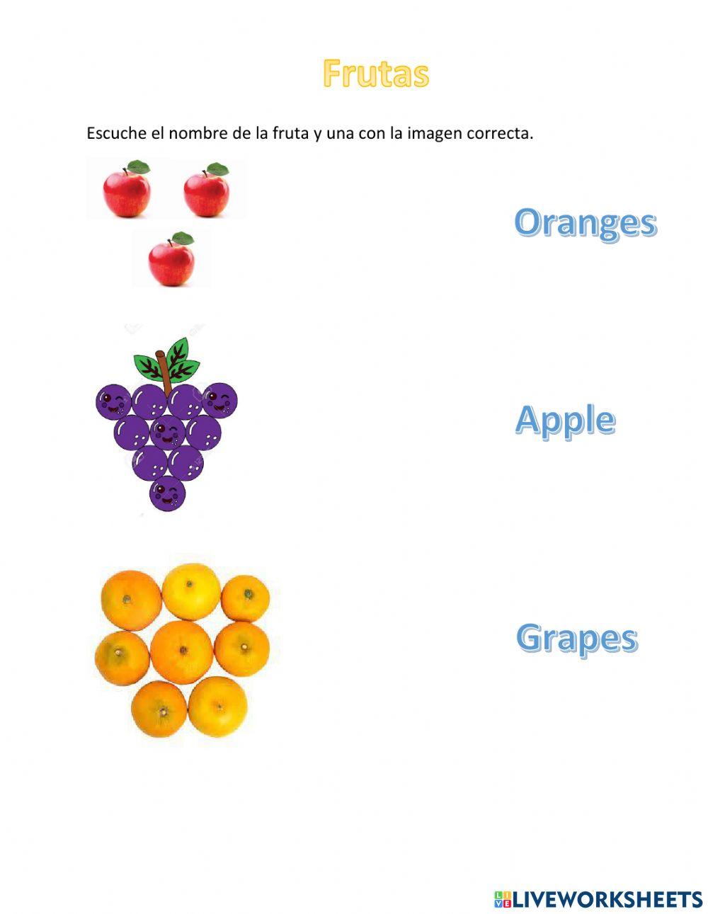 Apple, orange and grapes