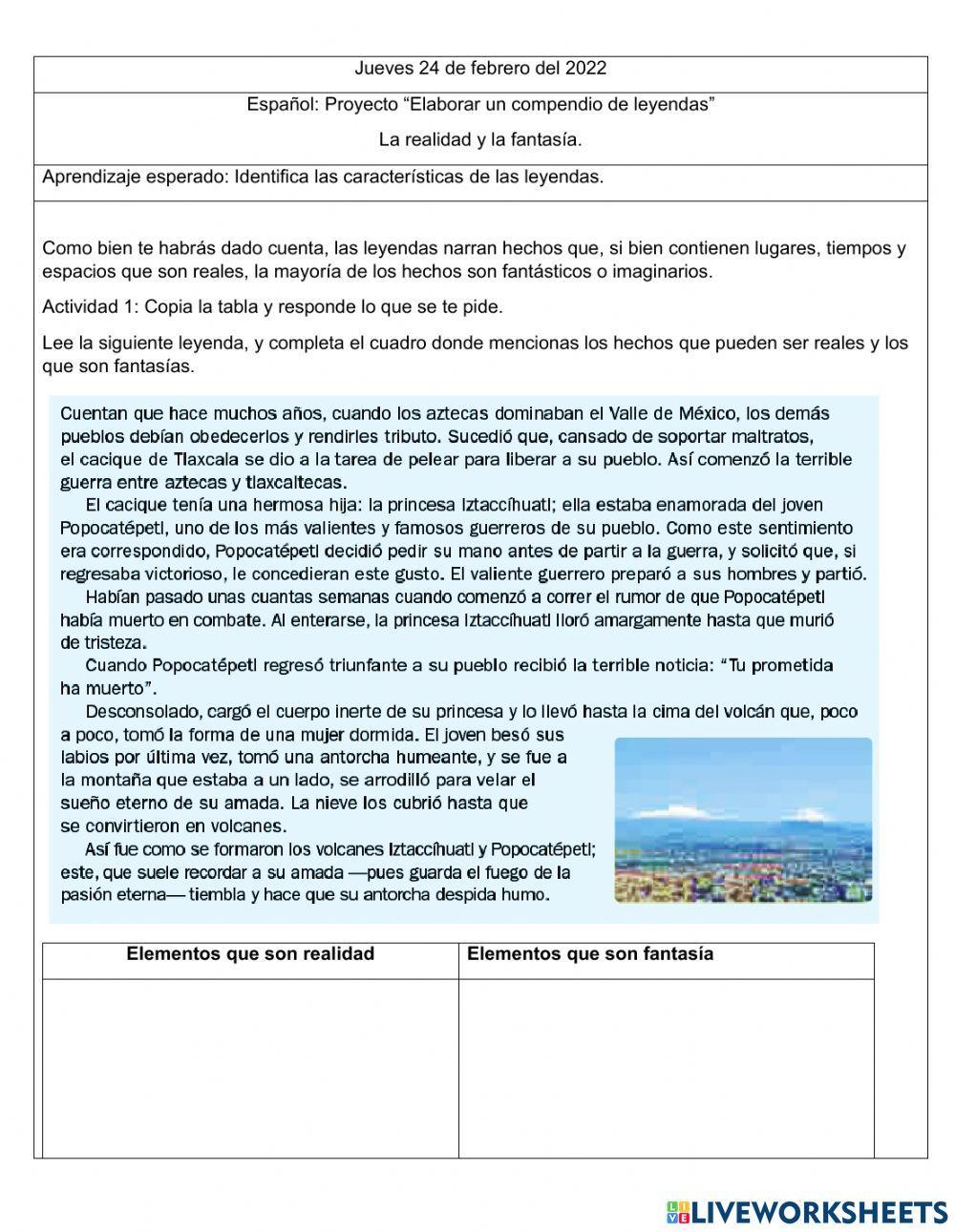 Realidad y fantasía en la leyendas