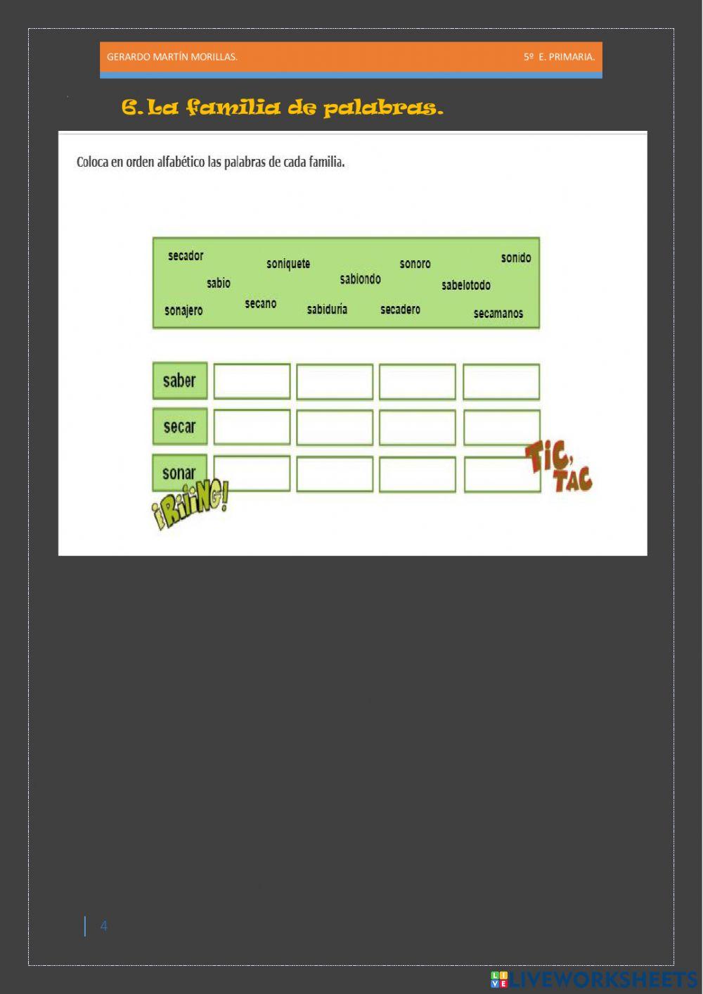 Taller de vocabulario. Ficha 10.