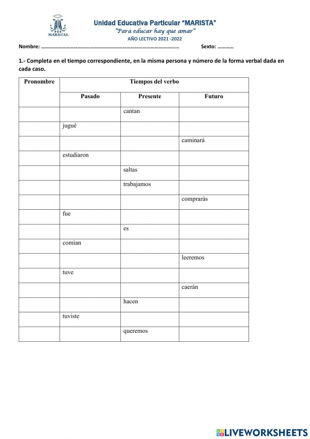 Conjugación de verbos