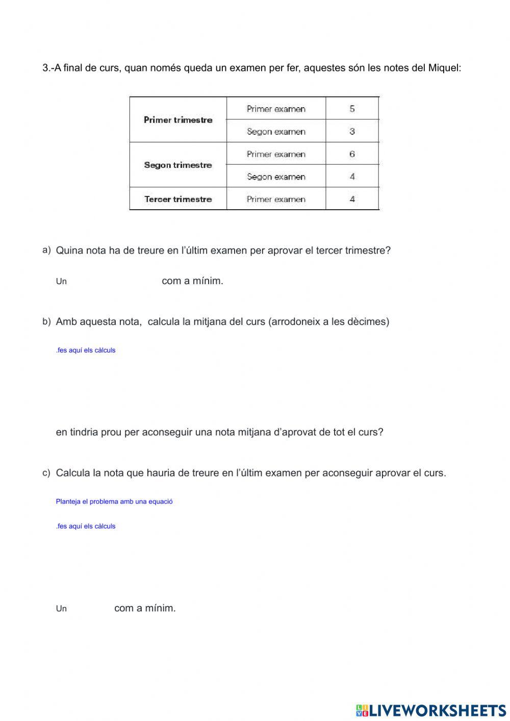 Les Notes(contextualitzar equacions)