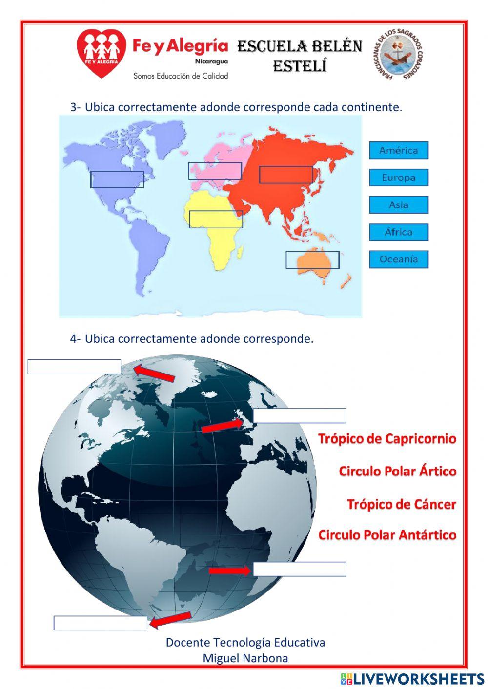 Ficha Continentes 5to y 6to Grado