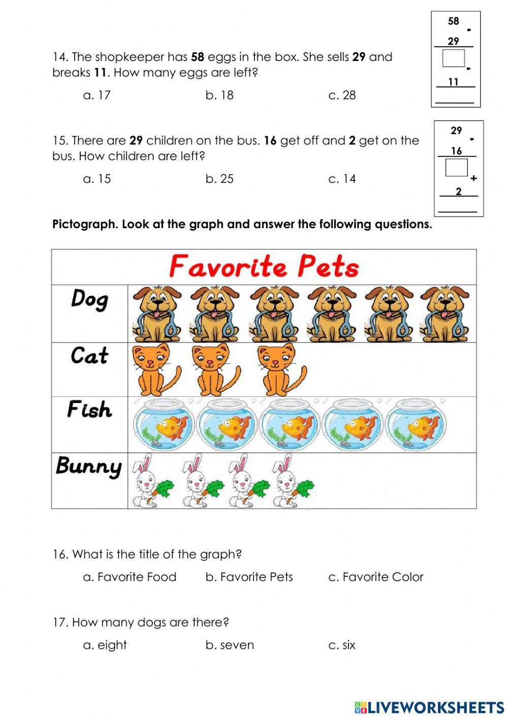 Math exam grade 1 finals term 2