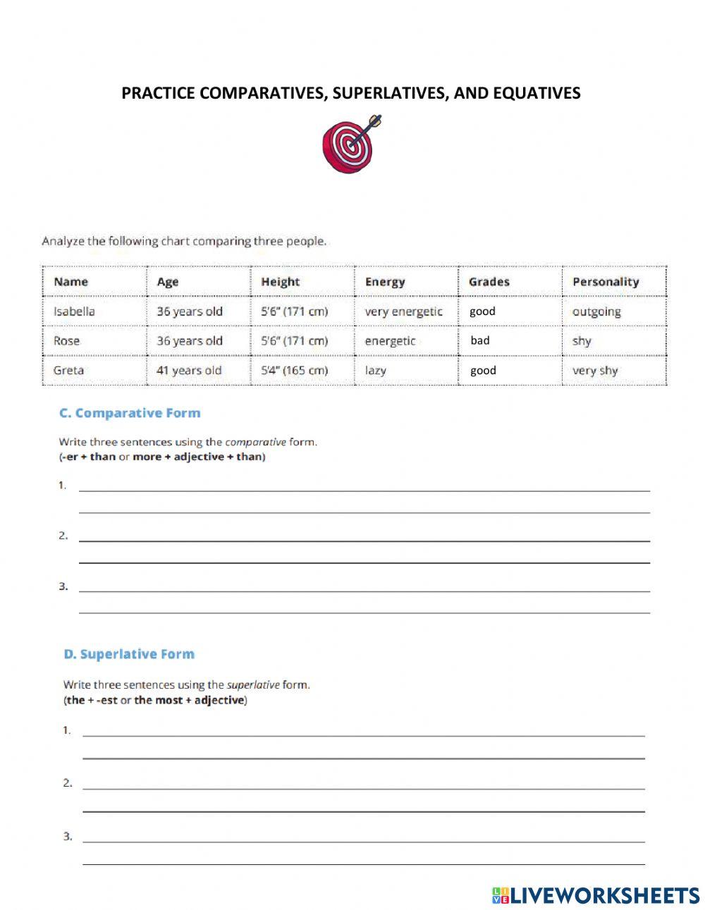 Comparatives, Superlatives, Equatives