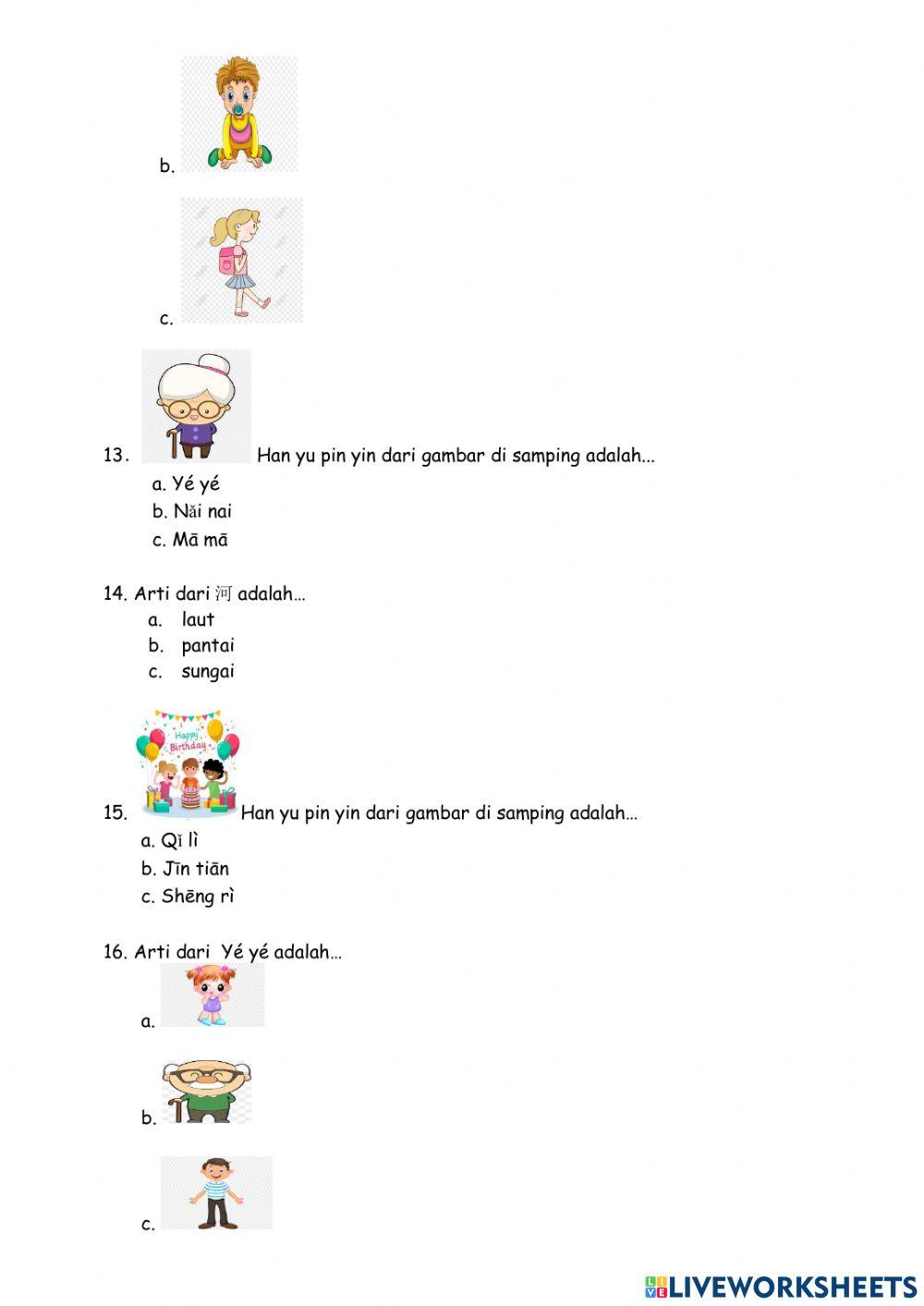 Mid semester Mandarin kelas 1