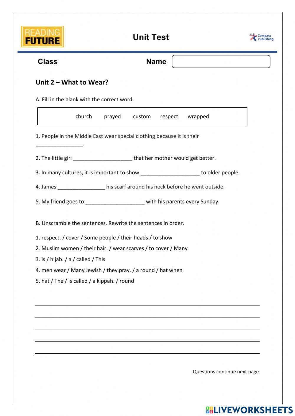 Reading Future connect Untt 1&2