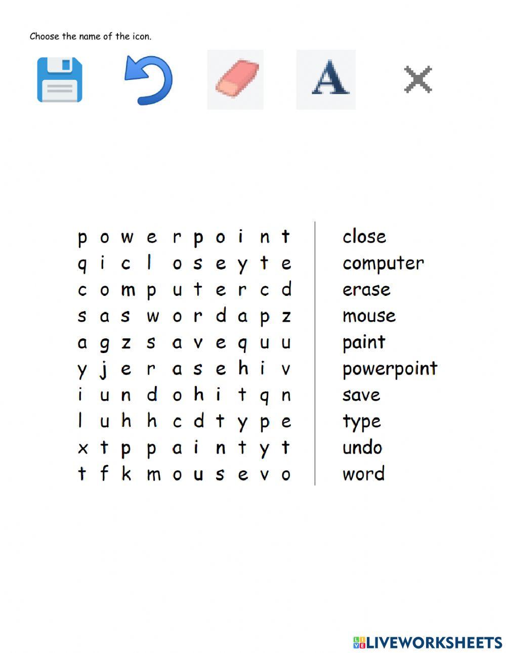 Computer words exercise | Live Worksheets