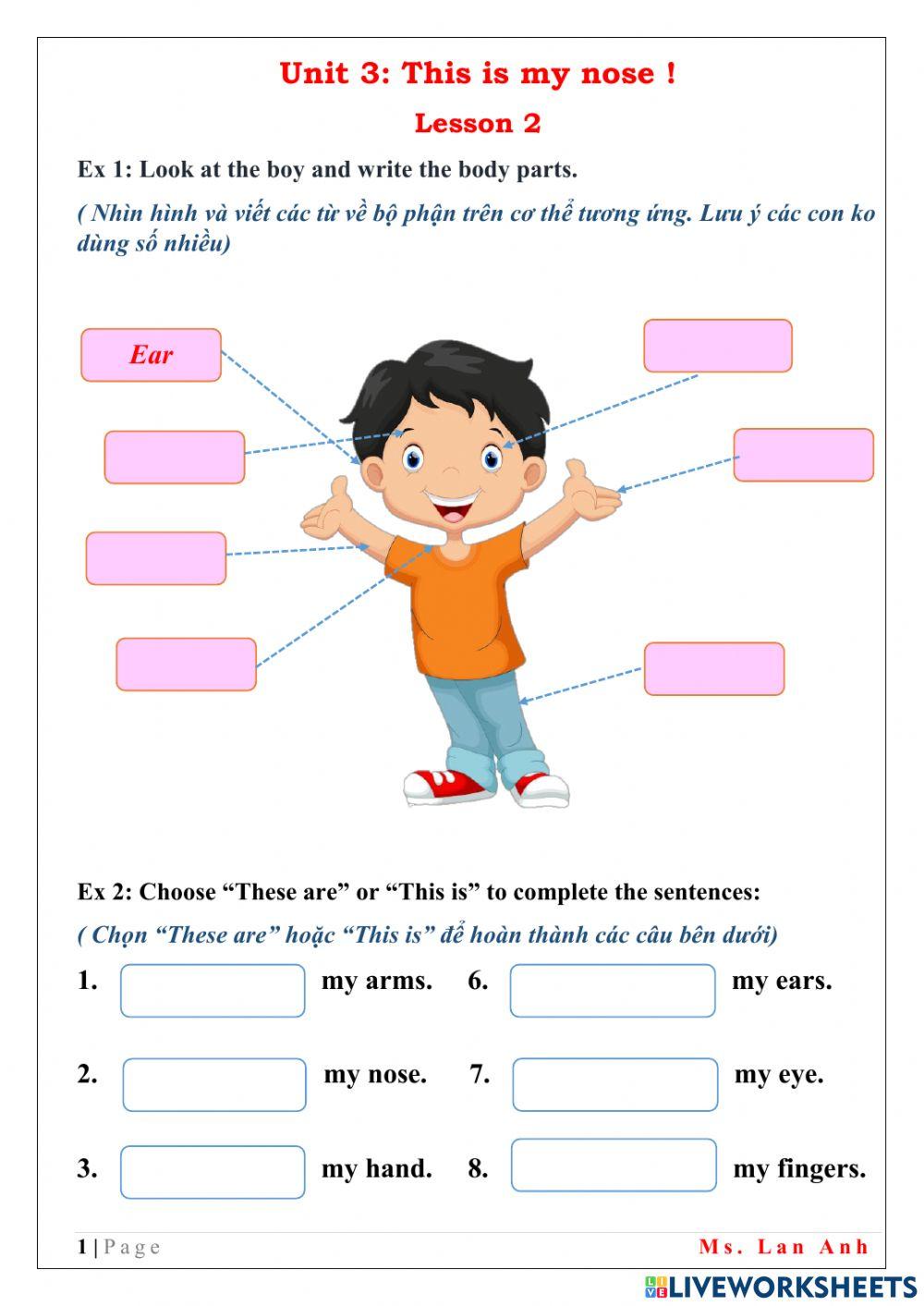 Fam 1 - Unit 3 - Lesson 2 (This is my nose)