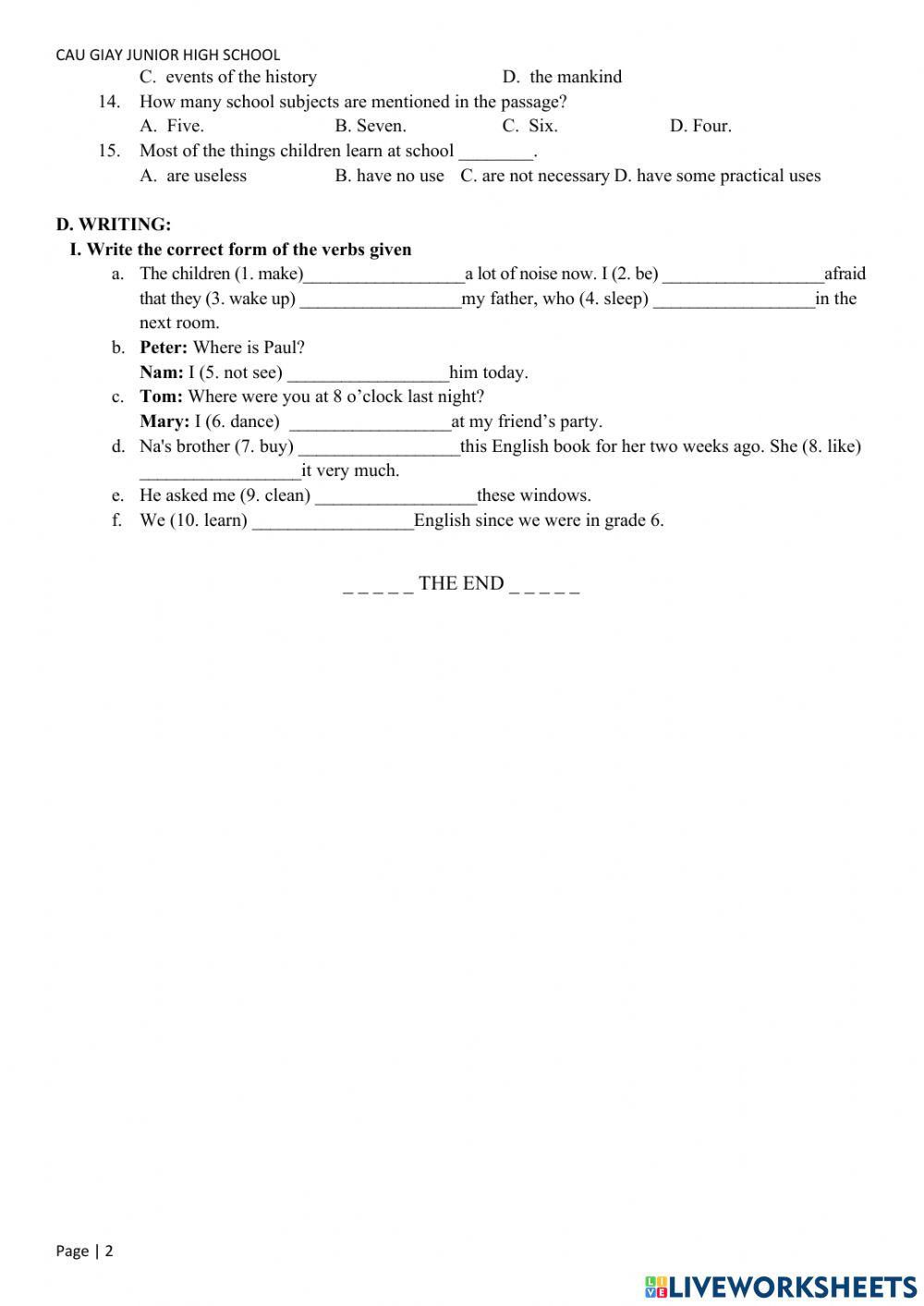 E6 - FT - Placement test CLB 6 2020