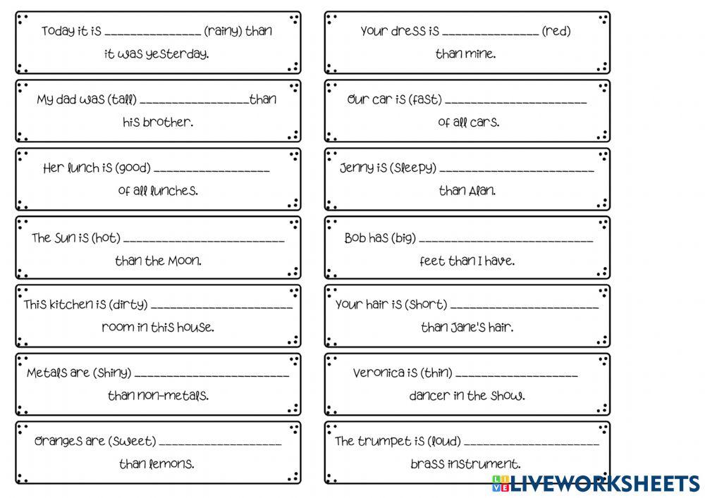 Comparative and superlative adjectives