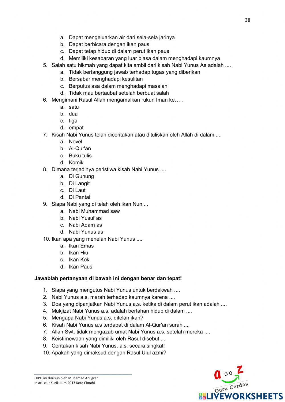 Kisah Nabi Yunus Pelajaran 10