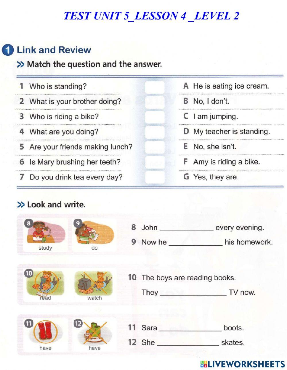 Test Unit 5-Lesson 4-Level 2