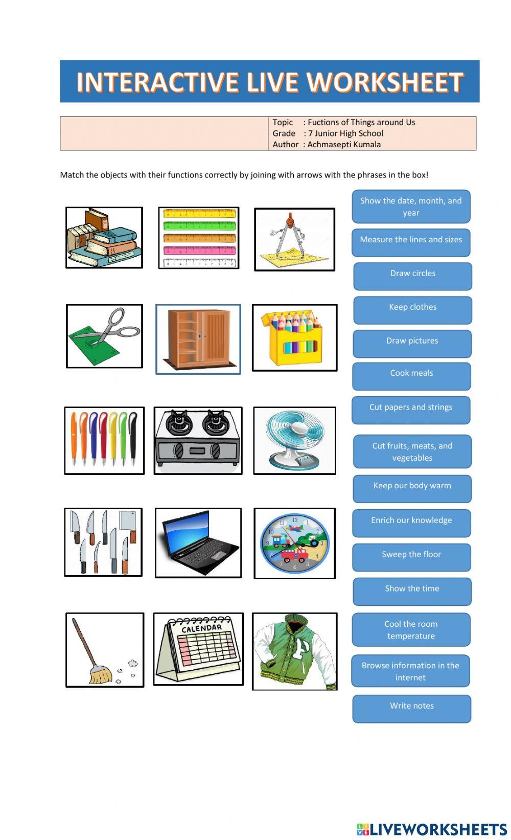 Object functions interactive worksheet | Live Worksheets