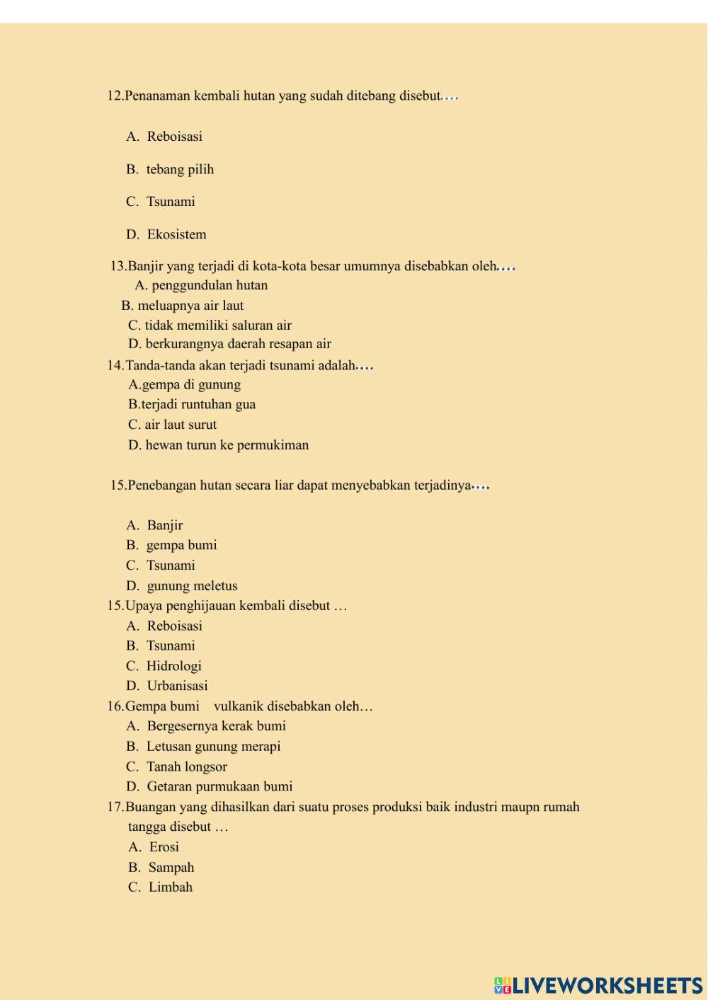 Penilaian Harian Peristiwa Alam Dan Dampaknya