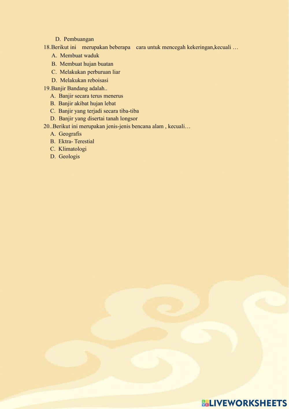 Penilaian Harian Peristiwa Alam Dan Dampaknya