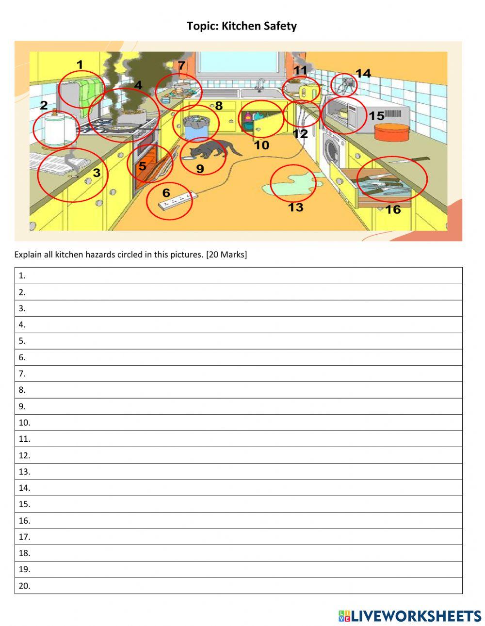 Hazards in Kitchen worksheet | Live Worksheets Hazards in Kitchen worksheet | Live Worksheets