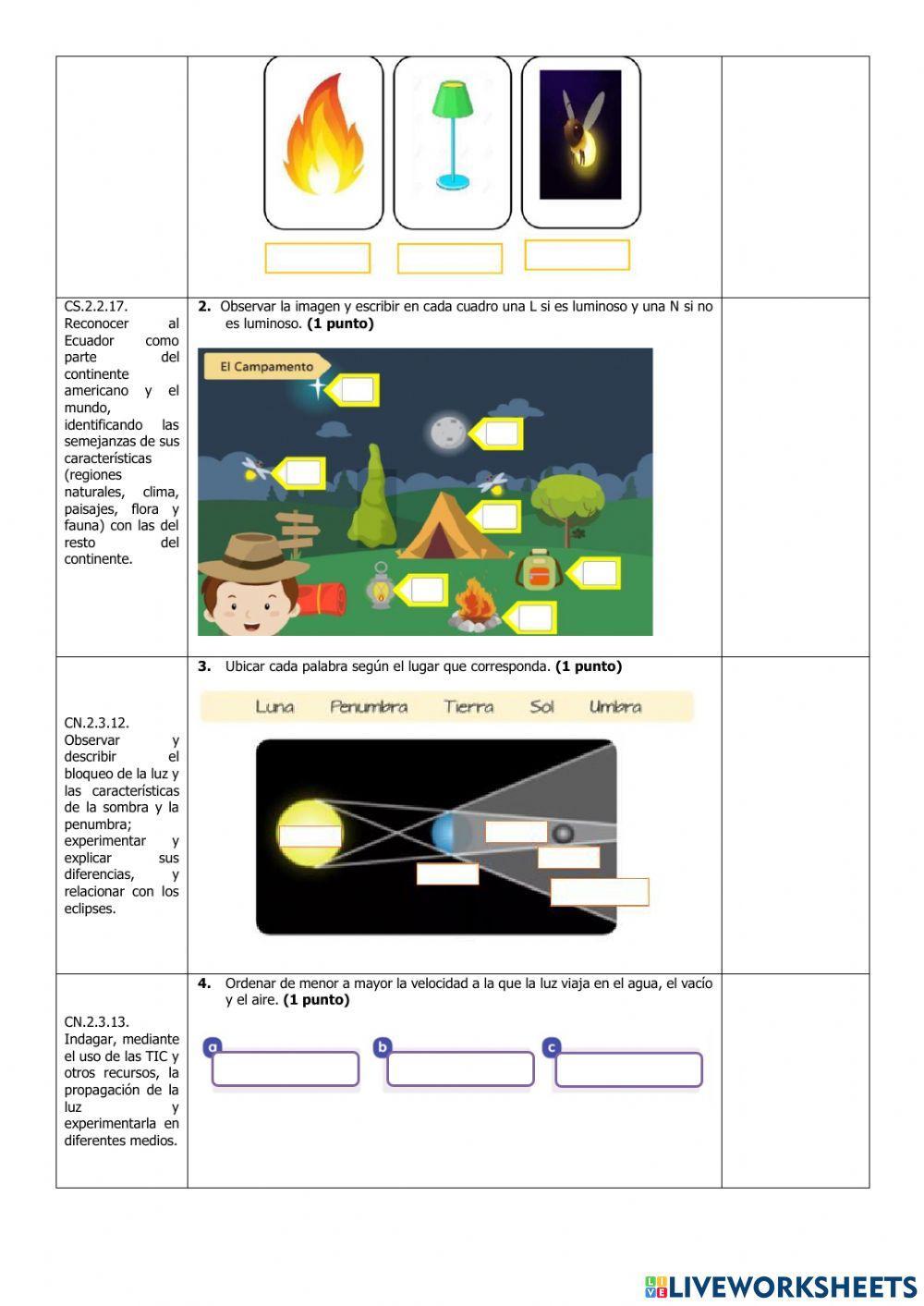 Examen quimestral ciencias naturales