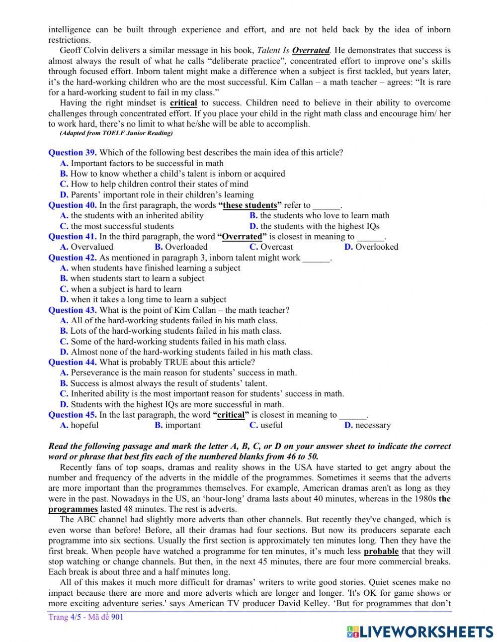 Đề đại học luyện tập số 2