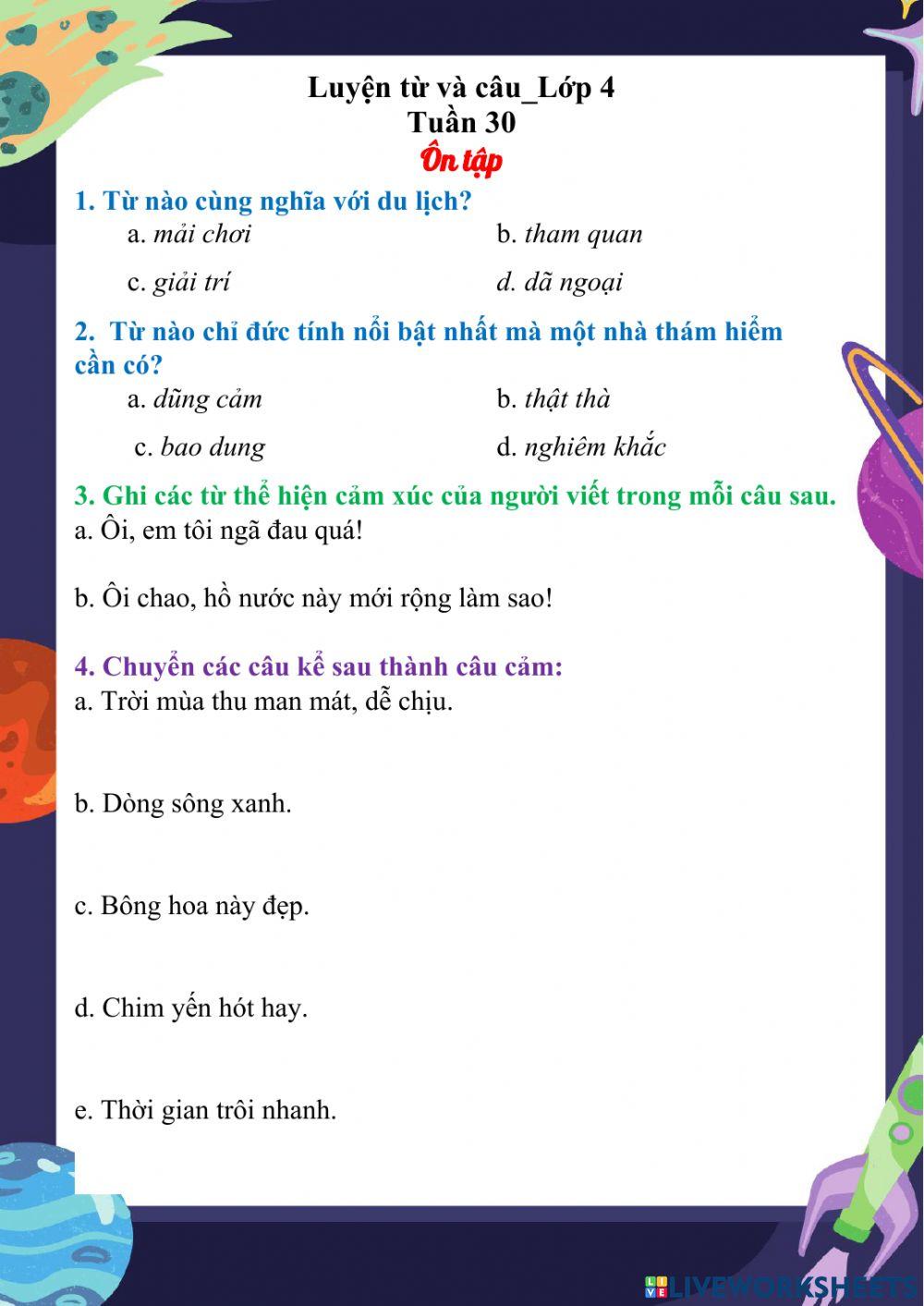 LTVC Tuần 30 lớp 4